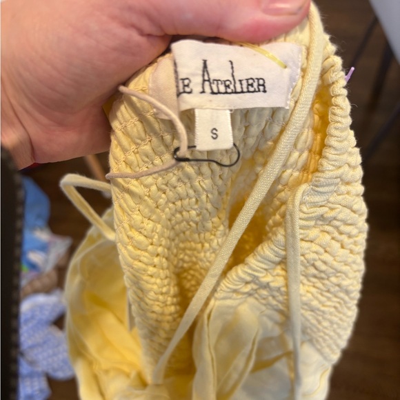 NWT Nelle Atelier Caroline Drop Waist Dress In Butter Yellow Linen Small - Picture 3 of 16